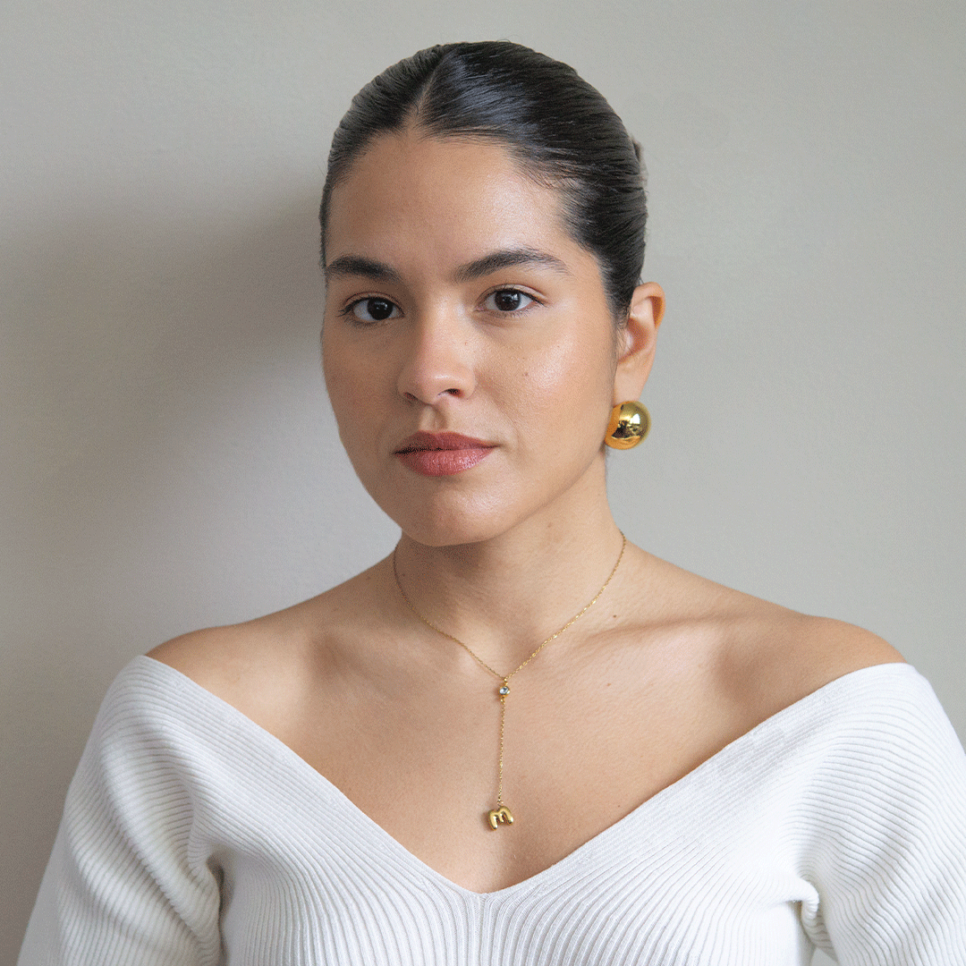 Aura Necklace - Stainless Steel Gold Plated 18k - Zirconia Initial Necklace