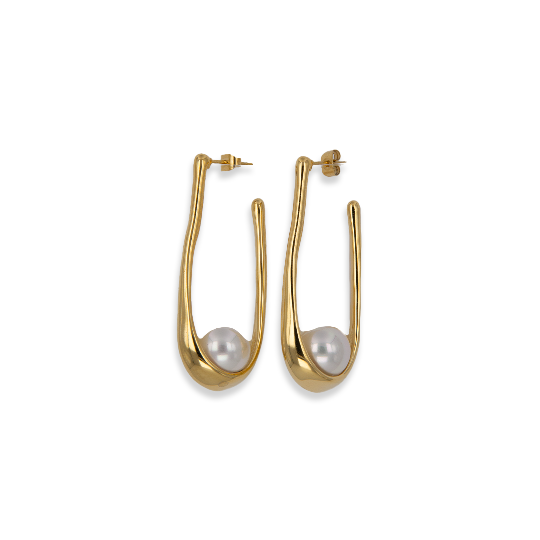 Brisa - Earrings - Gold Pearl - Stainless Steel