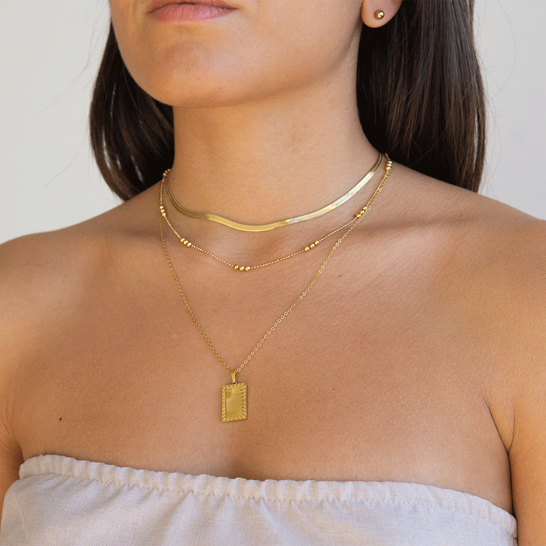 Clavicle Choker - Stainless Steel Gold Plated - Layered Necklace