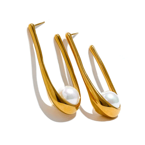 Brisa - Earrings - Gold Pearl - Stainless Steel