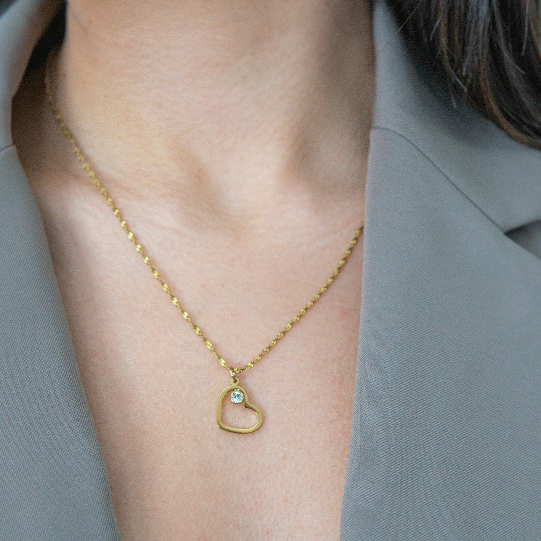 Soulmate Necklace - Stainless Steel Gold Plated PVD - Zirconia